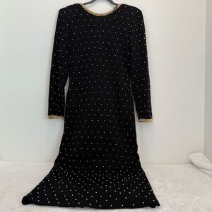 ET AL ,Woman  100 Wool Gold bead, studded vintage formal dress Size 10